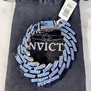 Invicta Silver and Blue Crystal Bracelet
